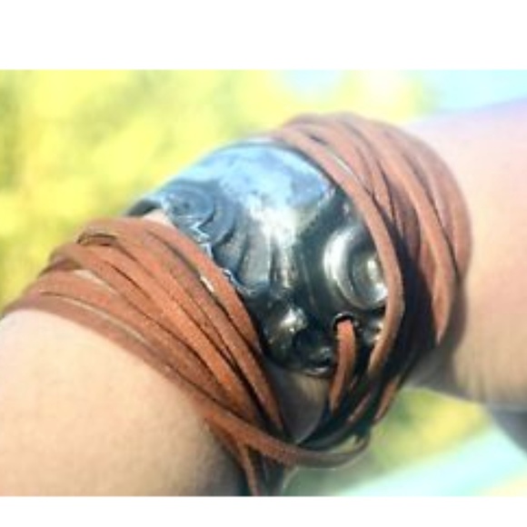 Antique Obsessions Jewelry - Bohemian Antique Silver Cuff Bracelet Tie Wrap